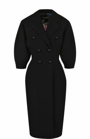 Шерстяное двубортное пальто с укороченным рукавом Dolce & Gabbana. Цвет: черный
