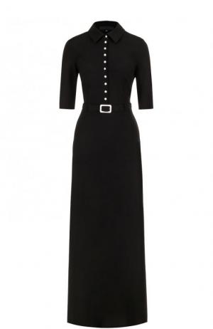 Шелковое платье-рубашка с коротким рукавом Tegin. Цвет: черно-белый