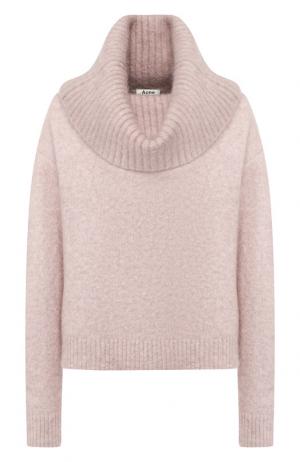 Вязаный пуловер с объемным воротником Acne Studios. Цвет: светло-розовый