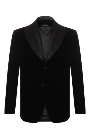 Однобортный пиджак из вискозы Giorgio Armani. Цвет: черный