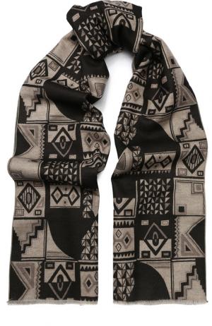 Шелковый шарф с необработанным краем Kiton. Цвет: темно-коричневый