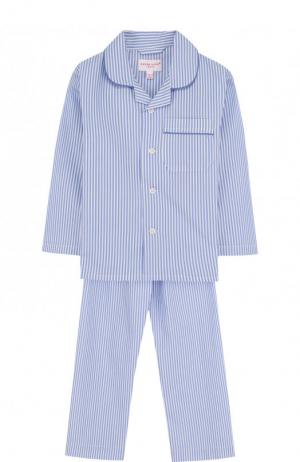 Хлопковая пижама Derek Rose. Цвет: голубой