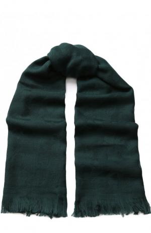 Шерстяной шарф с бахромой Emporio Armani. Цвет: зеленый