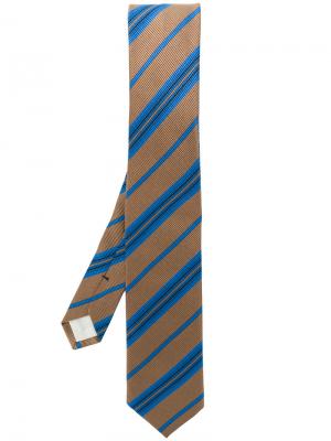 Полосатый галстук Prada. Цвет: коричневый