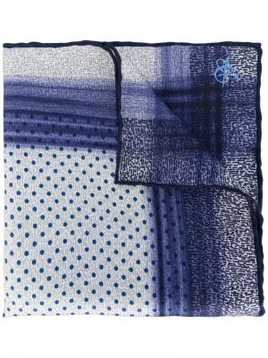 Карманный платок с мелким принтом Canali. Цвет: синий
