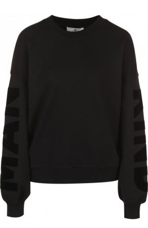 Хлопковый пуловер с круглым вырезом 7 For All Mankind. Цвет: черный