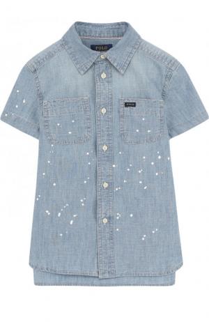 Джинсовая рубашка с принтом Polo Ralph Lauren. Цвет: синий