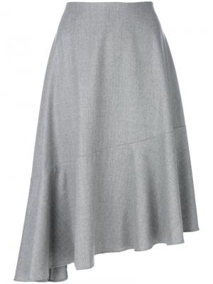 Асимметричная расклешенная юбка Carven. Цвет: серый