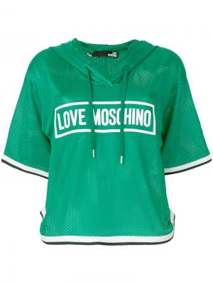 Баскетбольная футболка с капюшоном Love Moschino. Цвет: зелёный