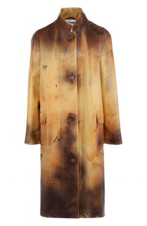 Кожаное пальто свободного кроя с эффектом деграде CALVIN KLEIN 205W39NYC. Цвет: коричневый