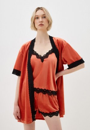 Халат и пижама Fielsi. Цвет: оранжевый
