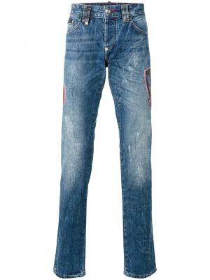 Прямые джинсы Flame Philipp Plein. Цвет: синий