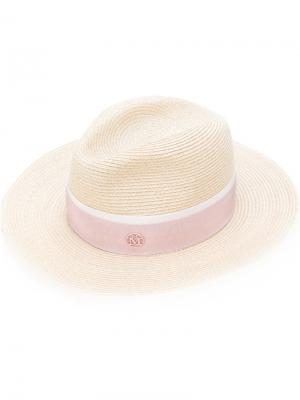 Соломенная шляпа с лентой Maison Michel. Цвет: телесный