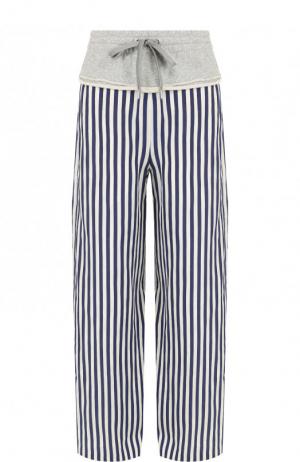 Широкие хлопковые брюки в полоску T by Alexander Wang. Цвет: синий