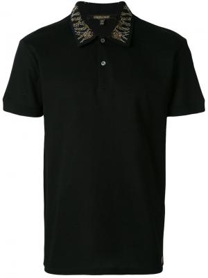 Рубашка-поло с заклепками на воротнике Roberto Cavalli. Цвет: чёрный
