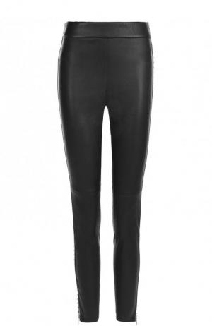 Укороченные кожаные брюки с декоративной отделкой Alexander McQueen. Цвет: черный