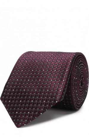 Шелковый галстук с узором BOSS. Цвет: бордовый