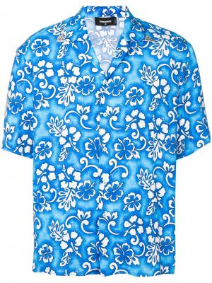 Рубашка с Гавайским принтом Dsquared2. Цвет: синий