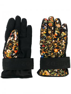 Лыжные перчатки с цветочным рисунком Dsquared2. Цвет: чёрный