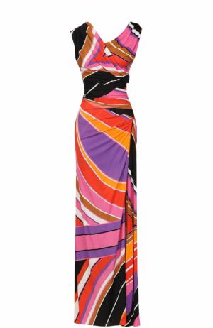Приталенное платье-макси с разрезом Emilio Pucci. Цвет: розовый