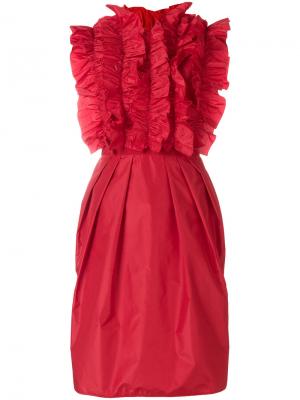 Платье с оборками Giambattista Valli. Цвет: красный