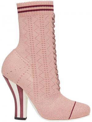Облегающие ботильоны на шнуровке Fendi. Цвет: розовый и фиолетовый