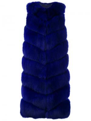 Удлиненный жилет Liska. Цвет: синий