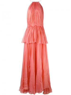 Длинное платье с оборками Maria Lucia Hohan. Цвет: розовый и фиолетовый
