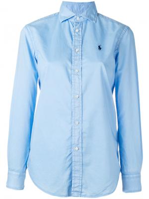 Классическая рубашка с логотипом Polo Ralph Lauren. Цвет: синий