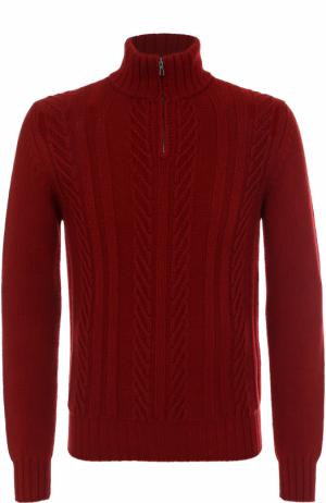 Кашемировый свитер фактурной вязки с воротником на молнии Loro Piana. Цвет: бордовый