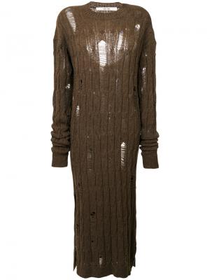 Вязаное платье с косами эффектом потертости Damir Doma. Цвет: коричневый