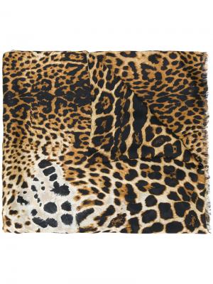 Платок с леопардовым узором Saint Laurent. Цвет: чёрный