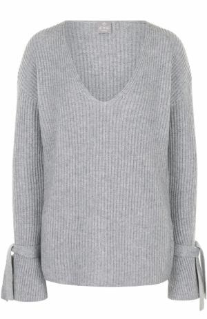 Кашемировый пуловер фактурной вязки с V-образным вырезом FTC. Цвет: серый
