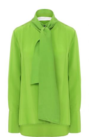 Шелковая блуза с воротником аскот Victoria, Victoria Beckham. Цвет: зеленый
