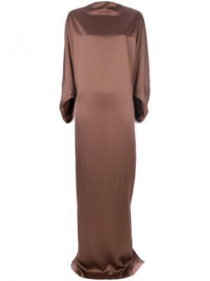 Длинное сатиновое платье Chalayan. Цвет: коричневый