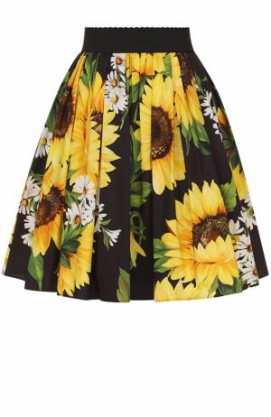 Юбка-миди с широким поясом и цветочным принтом Dolce & Gabbana. Цвет: желтый