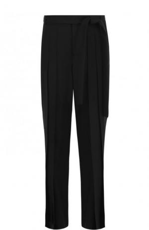 Однотонные широкие брюки из шерсти Saint Laurent. Цвет: черный