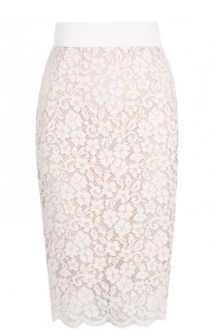 Кружевная юбка-карандаш с эластичным поясом Dolce & Gabbana. Цвет: кремовый