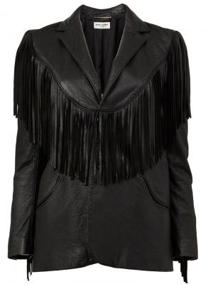 Пиджак в ковбойском стиле с бахромой Saint Laurent. Цвет: чёрный