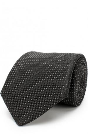 Шелковый галстук с узором Canali. Цвет: черный