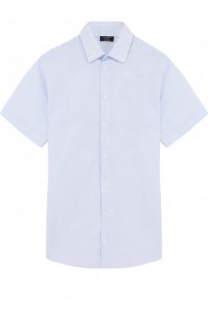 Рубашка из смеси хлопка и льна Dal Lago. Цвет: голубой
