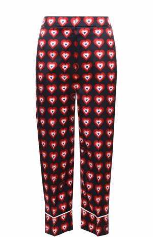 Шелковые укороченные брюки с контрастным принтом Fendi. Цвет: красный