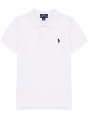 Хлопковое поло с логотипом бренда Polo Ralph Lauren. Цвет: белый