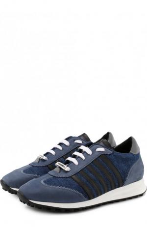 Комбинированные кроссовки New Runner Hiking на шнуровке Dsquared2. Цвет: синий