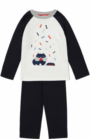 Хлопковая пижама с принтом La Perla. Цвет: синий