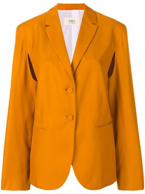 Приталенный строгий пиджак Ports 1961. Цвет: жёлтый и оранжевый