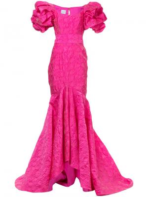 Платье с рюшами юбкой-годе Bambah. Цвет: розовый и фиолетовый