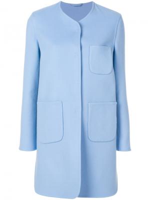 Однобортное пальто Ermanno Scervino. Цвет: синий