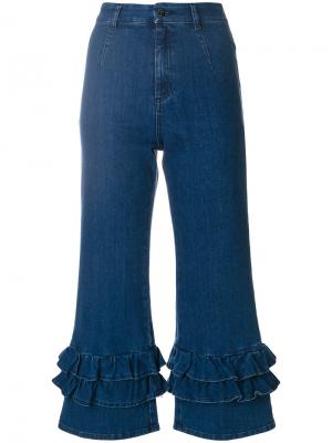 Укороченные джинсы с оборками Vivetta. Цвет: синий