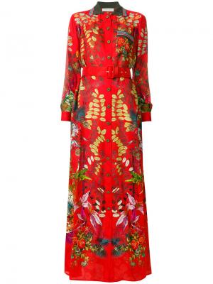 Платье с поясом цветочным узором Etro. Цвет: красный